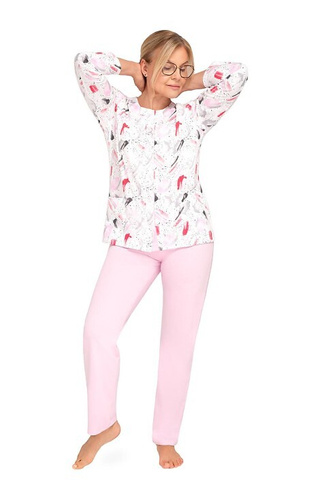 202 Maria III Dámske pyžamo Martel 31 ružové - bavlnené, bez zapínania, s dlhým rukávom