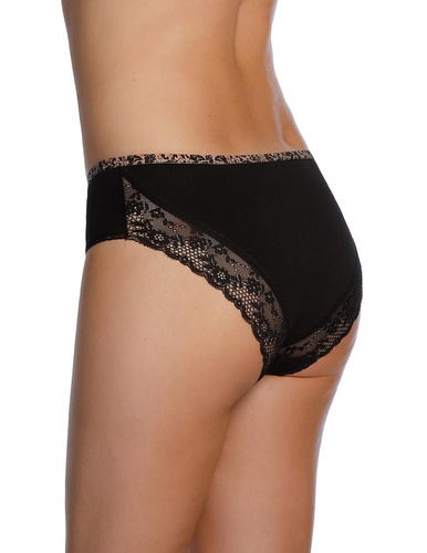 Lama L-1604 BI Dámske bavlnené bikini nohavičky čierne/béžové 2-pak