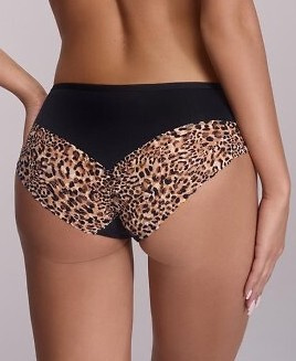 2194 Black Panther Ava dámske nohavičky - čierny tyl, mikrovlákno, leopardia potlač