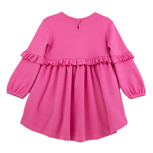 141972 Nicol šaty s dlhým rukávom - ružové , bavlnené, s volánmi