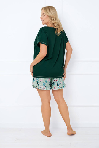 Florisa Dámske pyžamo s krátkym rukávom, krátke nohavice Talianska móda - tmavozelená/potlač