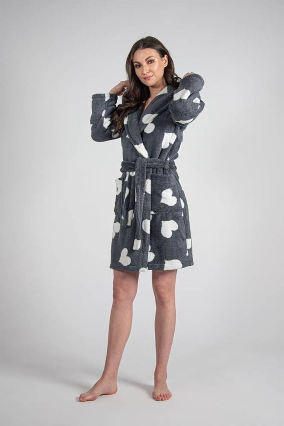 671 Hearts Krátky dámsky župan Forex - grafitový