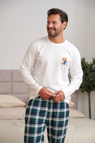 Pánska pyžama Doctor Nap 7514 Teddy 100 % bavlna, dlhý rukáv, nohavice
