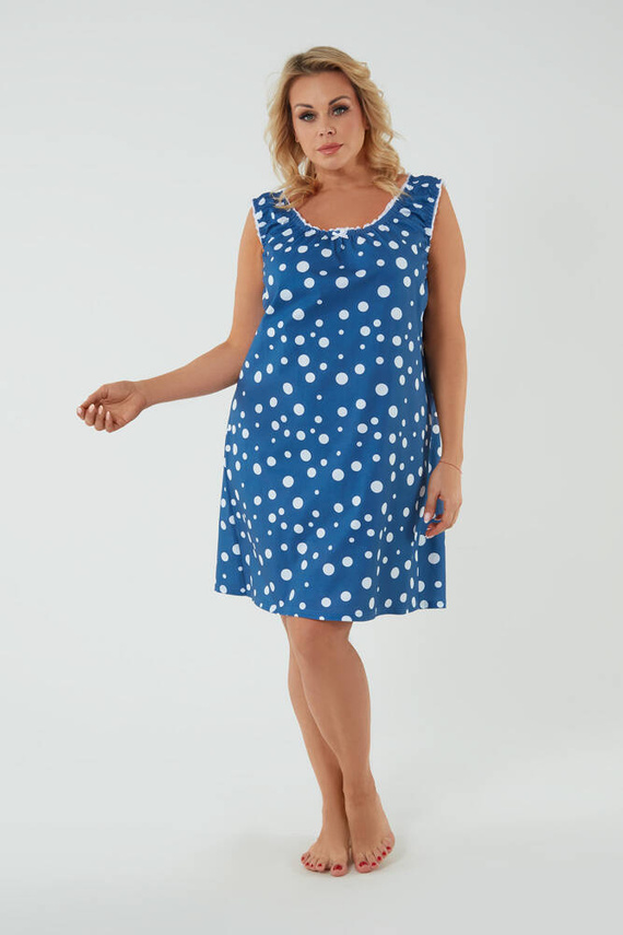 Nočná a dojčiaca košeľa Raba, široké ramienka Talianska móda - modrá potlač