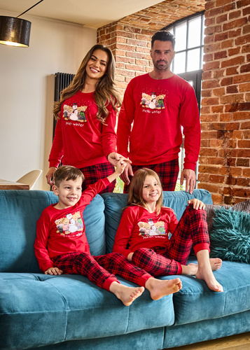 593/171 966/171 Zimné chlapčenské pyžamo Cornette - vianočné, červené, bavlna