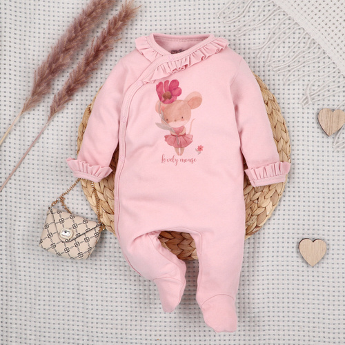 Dojčenský overal Nini Little Mouse 100% bio bavlna pre novorodenca