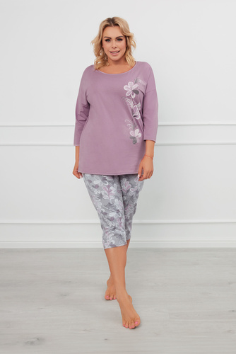 Ibena Dámske pyžamo s 3/4 rukávmi, 3/4 nohavice Italian Fashion - vres/potlač