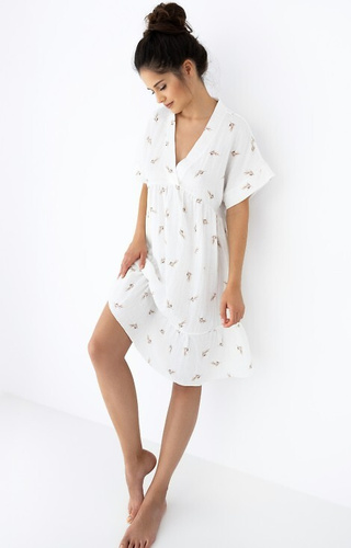 Nočná mušelínová košeľa Nastia Sensis - ecru