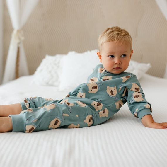 Beary Cool Eevi dojčenský župan - šalvia, bavlna, bez nožičiek, zips