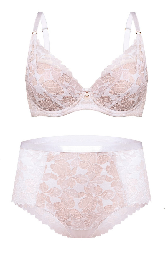 Vysoké nohavičky Hanna DW56 Nipplex biele, plný strih, čipka, tvarovanie