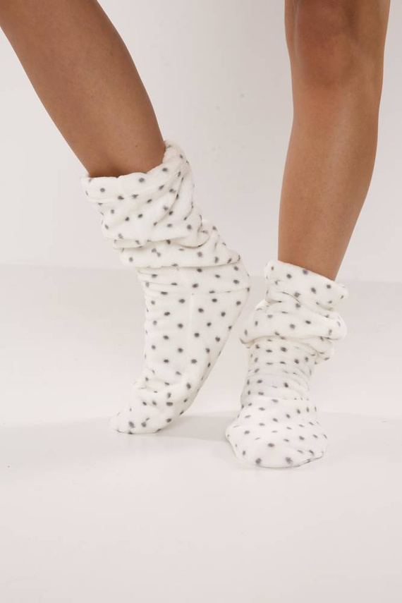 553/554 Wellsoft hladké ponožky na spanie De Lafense - ecru malé bodky