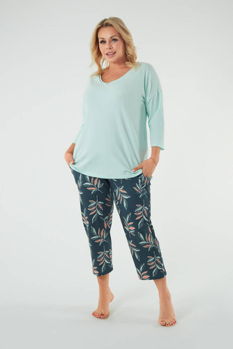 Julietta Dámske pyžamo 3/4 rukávy, 7/8 nohavice Talianska móda - pistáciová/potlač