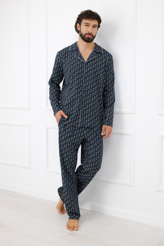 Pánska pyžama Italian Fashion Broken 100 % bavlna dlhá s gombíkmi