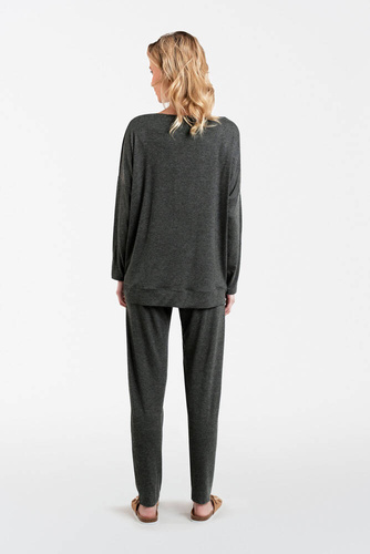 Akord Dámska súprava s dlhým rukávom a dlhými nohavicami Italian Fashion - dark melange