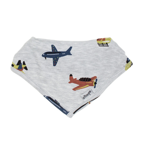 219076 Willy detská šatka Nicol - bavlnená, sivá s lietadlami