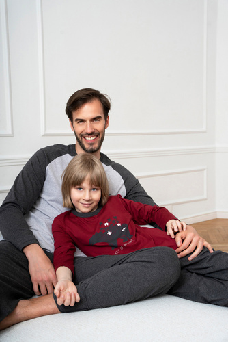 Chlapčenské pyžamo Morten Italian Fashion burgundy/c.melange