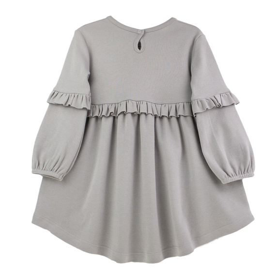 141971 Nicol šaty s dlhým rukávom - sivé, bavlnené, s volánmi