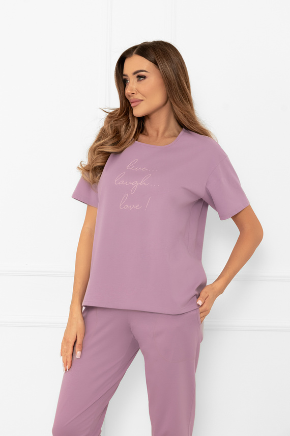 Dámske pyžamo Ksara - krátky rukáv, nohavice 3/4, bavlna Italian Fashion - heather