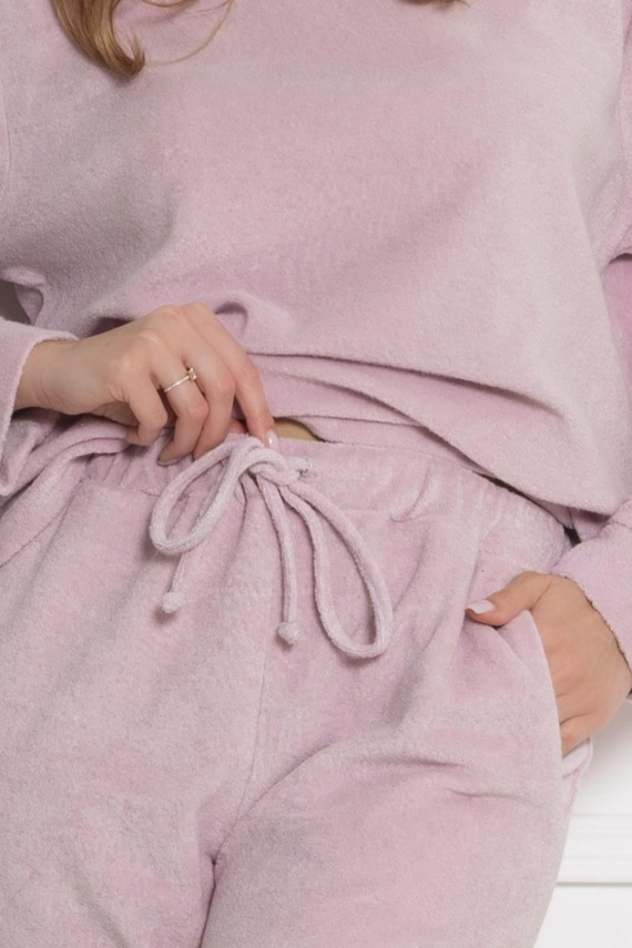 Dámska pyžama 1818 Ewelina Leveza froté homewear bavlnená pudrovo ružová