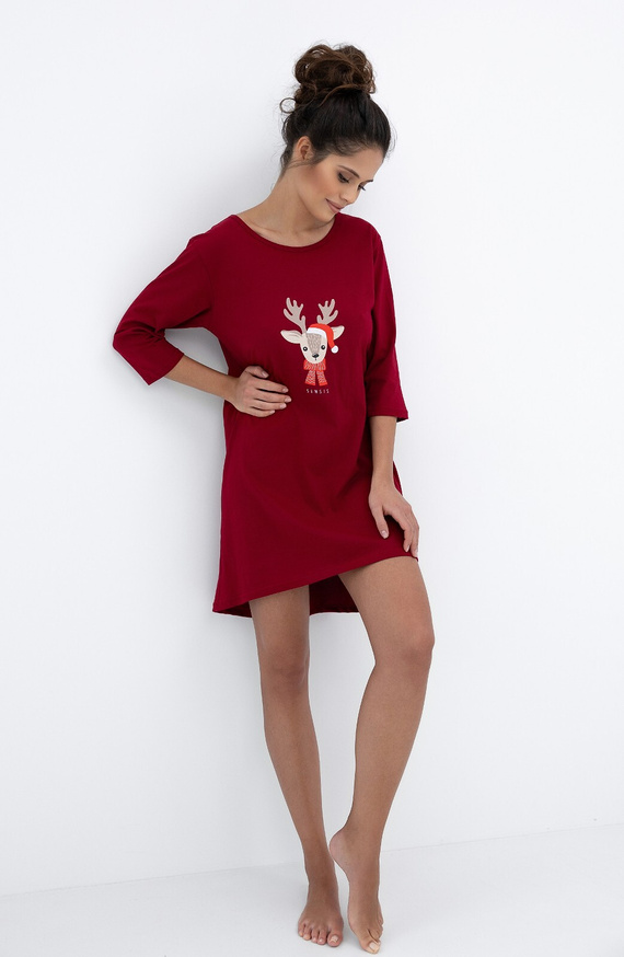 Elia Nočná košeľa Sensis - dámska bavlnená košeľa s 3/4 rukávmi a vianočným motívom