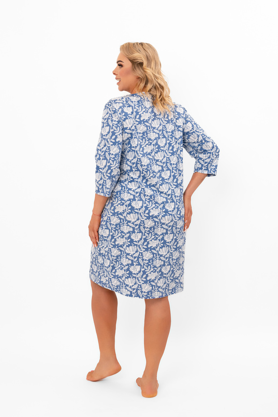 Dámska nočná košeľa Bisali - bavlna, ¾ rukáv, kvetinový vzor Italian Fashion