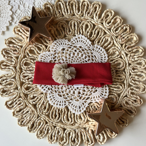 Mamatti Dievčenská vianočná kapela OK01 Veselé Vianoce - červená, elegantná kapela pre dievčatá