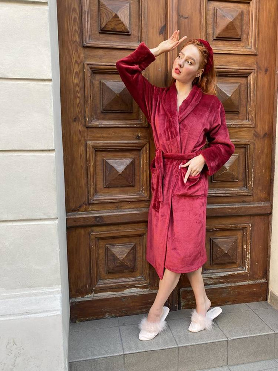 628 Abigail Dlhý dámsky župan Forex - bordový