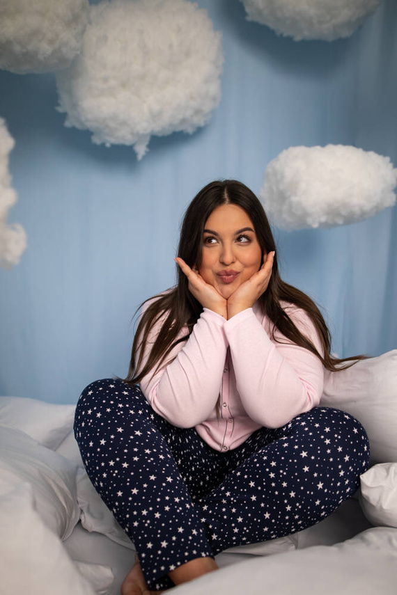 Libra Dámske pyžamo s dlhým rukávom a nohavicami Italian Fashion - ružová/potlač