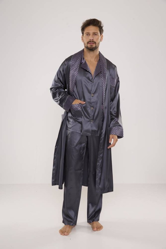 939 Pánske saténové sivé pyžamo