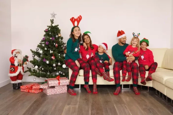 Narwik Pánske pyžamo s dlhým rukávom, dlhé nohavice Talianska móda - červená/potlač