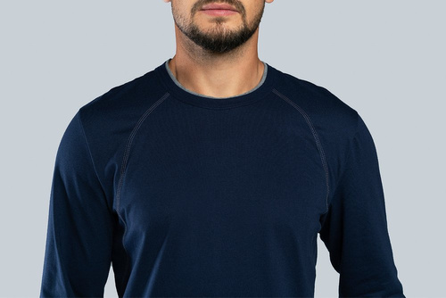 Niko Pánske pyžamo s dlhým rukávom, dlhé nohavice Talianska móda - námornícka modrá