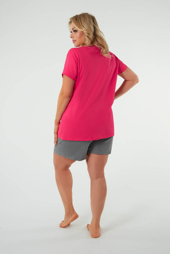 Selfie Dámske pyžamo s krátkym rukávom, šortky Italian Fashion - amarant/melanžová