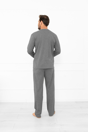 Pánske pyžamo Gordo - klasická bavlna, polokošeľa a nohavice s vreckami Italian Fashion - melange