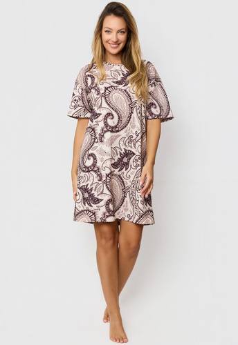 Nočná košeľa Mefemi Iris KB60 - hnedá, bavlna, orientálny vzor