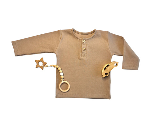 Chlapčenská polokošeľa s dlhým rukávom hnedá BL14951 - elegantná a pohodlná