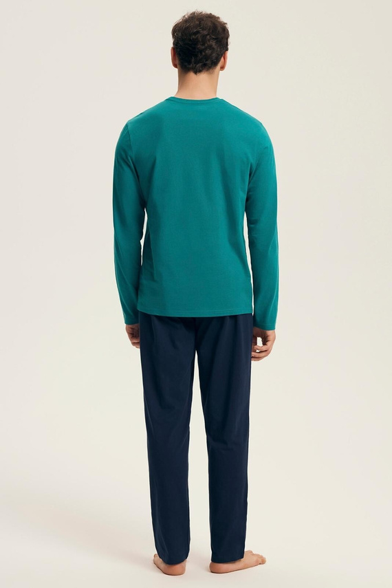 Pánske pyžamo Core 43490 Vise Henderson green - bavlna, dlhý rukáv, elegantné balenie