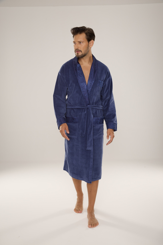 868 Noble pánsky velúrový župan De Lafense - elegantný, mäkký, prémiový, džínsový