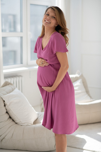 Tehotenské a dojčiace šaty Lovely Dress Midi viskóza 100 % rose Milk&Love
