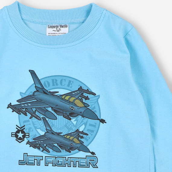 KAR-1014 Chlapčenská blúzka s dlhým rukávom Lagarto Verde modrá - bavlna s elastanom, poľská výroba