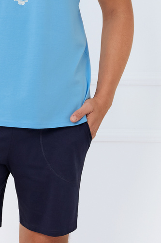 Port Pánske pyžamo s krátkym rukávom, šortky Italian Fashion - modré