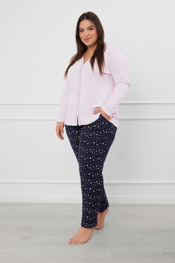 Libra Dámske pyžamo s dlhým rukávom a nohavicami Italian Fashion - ružová/potlač