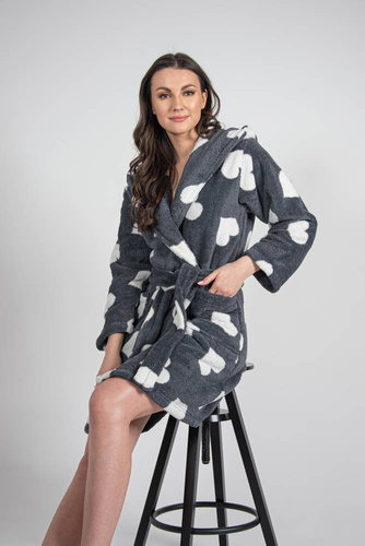 671 Hearts Krátky dámsky župan Forex - grafitový