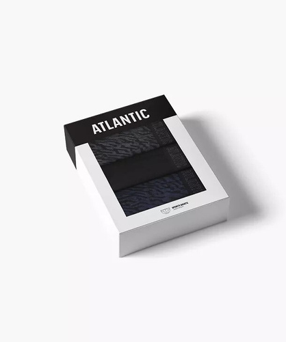 Pánske slipy Atlantic 3MP-221 A3 3-pak – bavlnené grafitová/čierna/indigo
