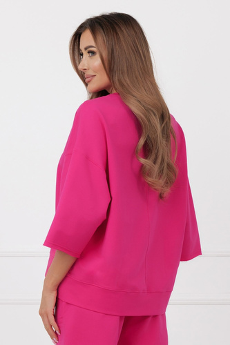 Mikina Kaori Italian Fashion 3/4 rukáv bavlna elastan - fuksia