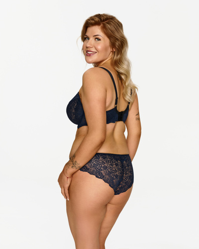 2619 Lupoline - tmavomodrá mäkká podprsenka s kosticami a čipkou