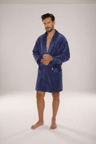 866 Noble Pánsky velúrový župan De Lafense - krátky, elegantný, bavlna - denim