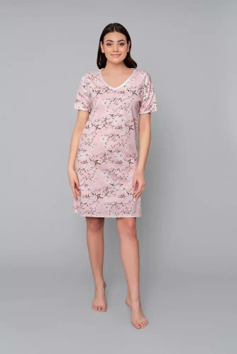 Nočná košeľa Alwa s krátkym rukávom Italian Fashion - ružová potlač