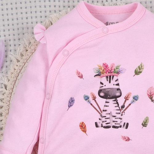 ABN-5539 Nini Happy Animals detský župan z organickej bavlny - 100% bezpečnosť, bezniklové zapínanie, poľská výroba