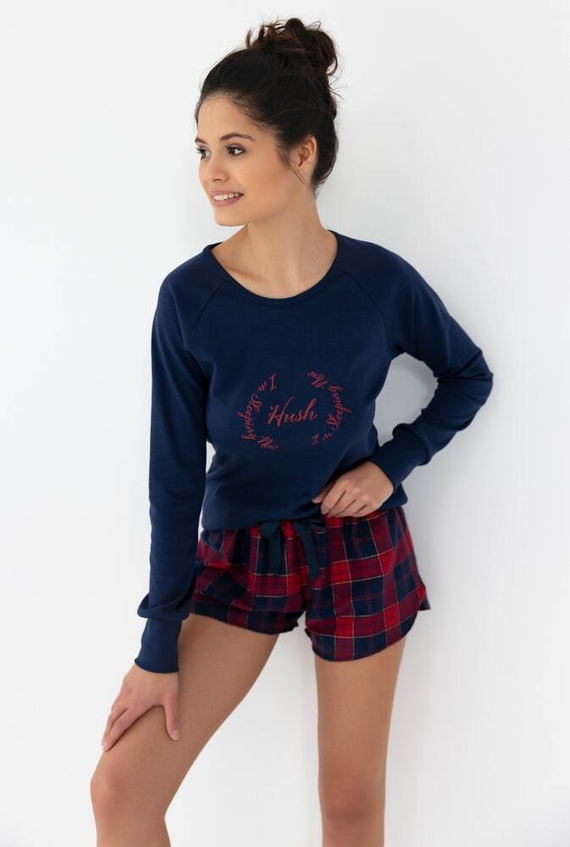 Clarissa Dámske pyžamo Sensis Flanel - tmavomodro-červené