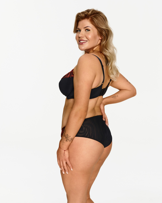 2612 Mäkká podprsenka Lupoline - čierna s kosticami a jesennou výšivkou